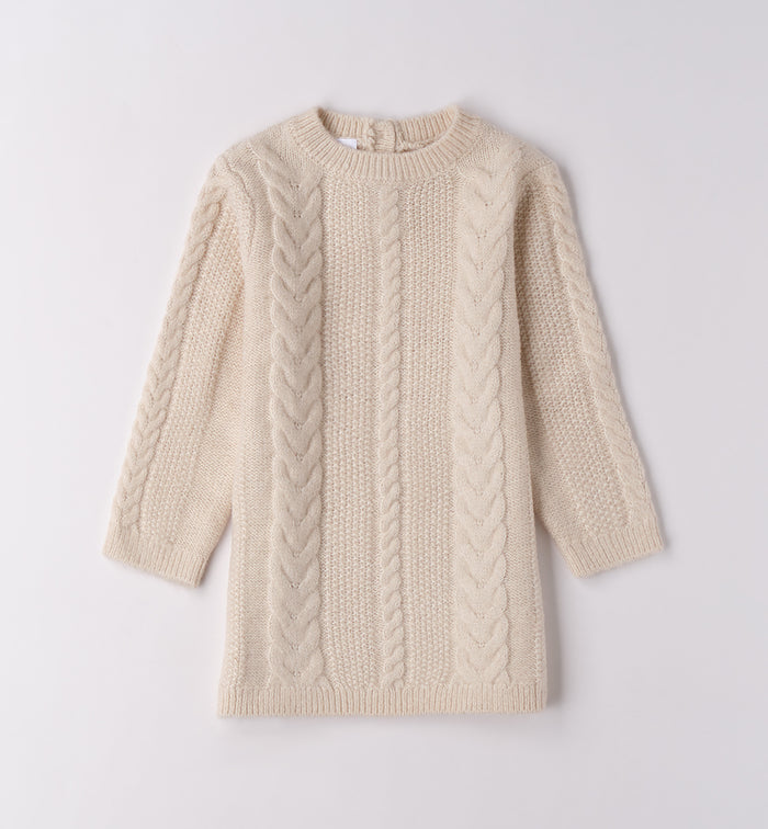 abito bambina trecce panna fronte in caldo cotone