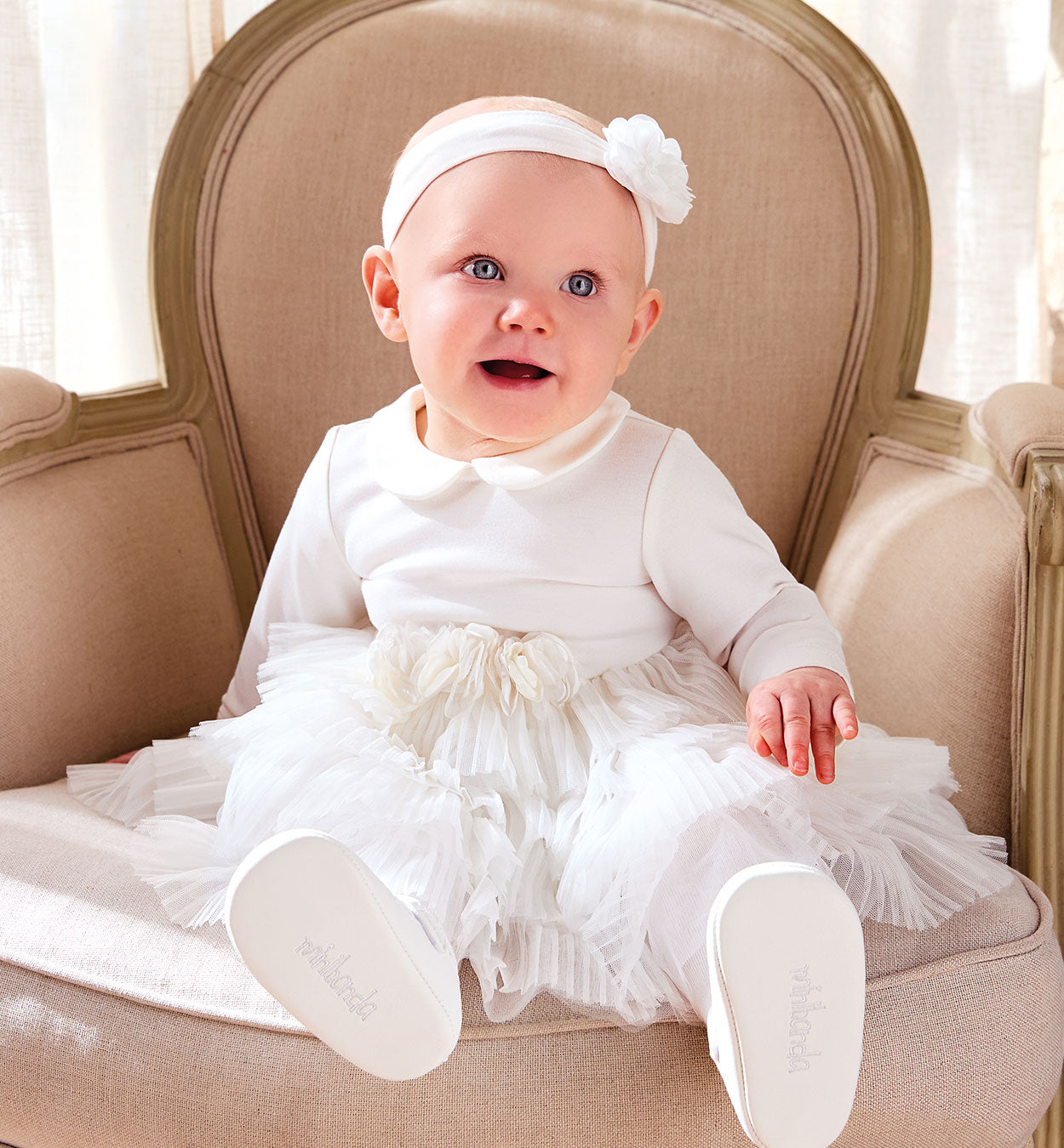 abito battesimo bimba autunno inverno in caldo cotone e tulle