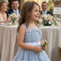 abito bimba azzurro polvere in tulle con fodera interna in cotone