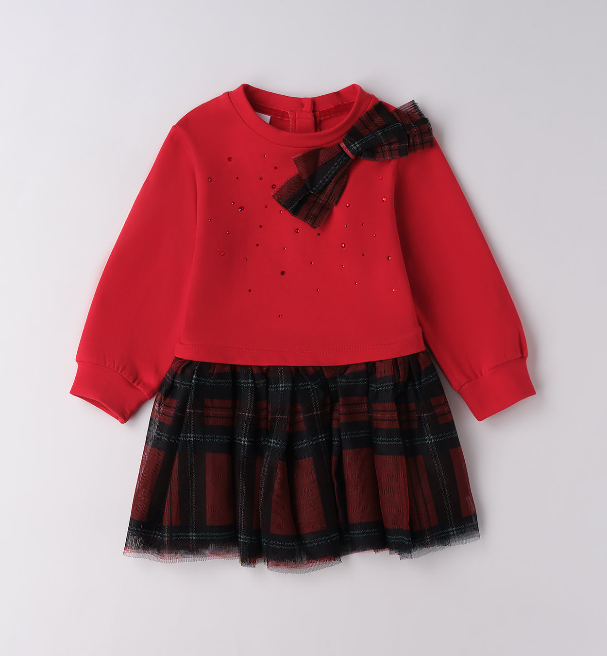 abito rosso bambina retro con gonna in tulle