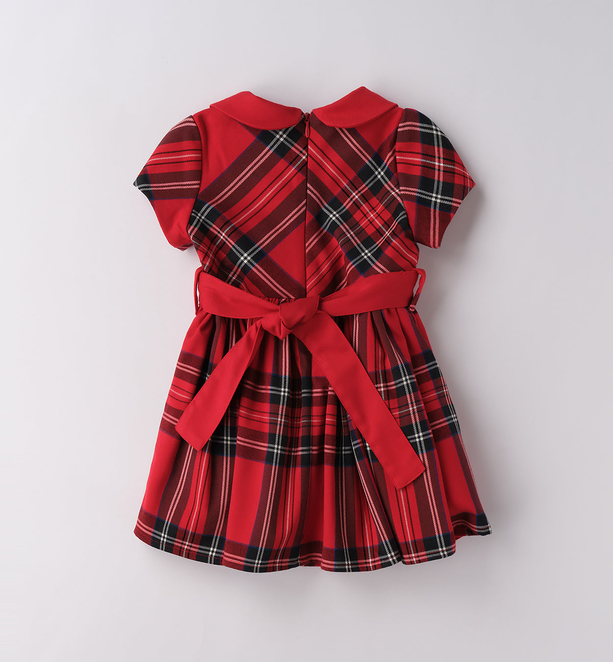 abito scozzese rosso bambina retro con cintura fiocco