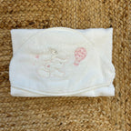 Accappatoio per neonata con elefantino rosa e mongolfiera ricamata
