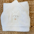 Accappatoio neonato 100% cotone panna con cappuccio ricamato