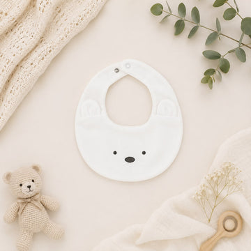 Bavaglino neonato con orsetto bianco