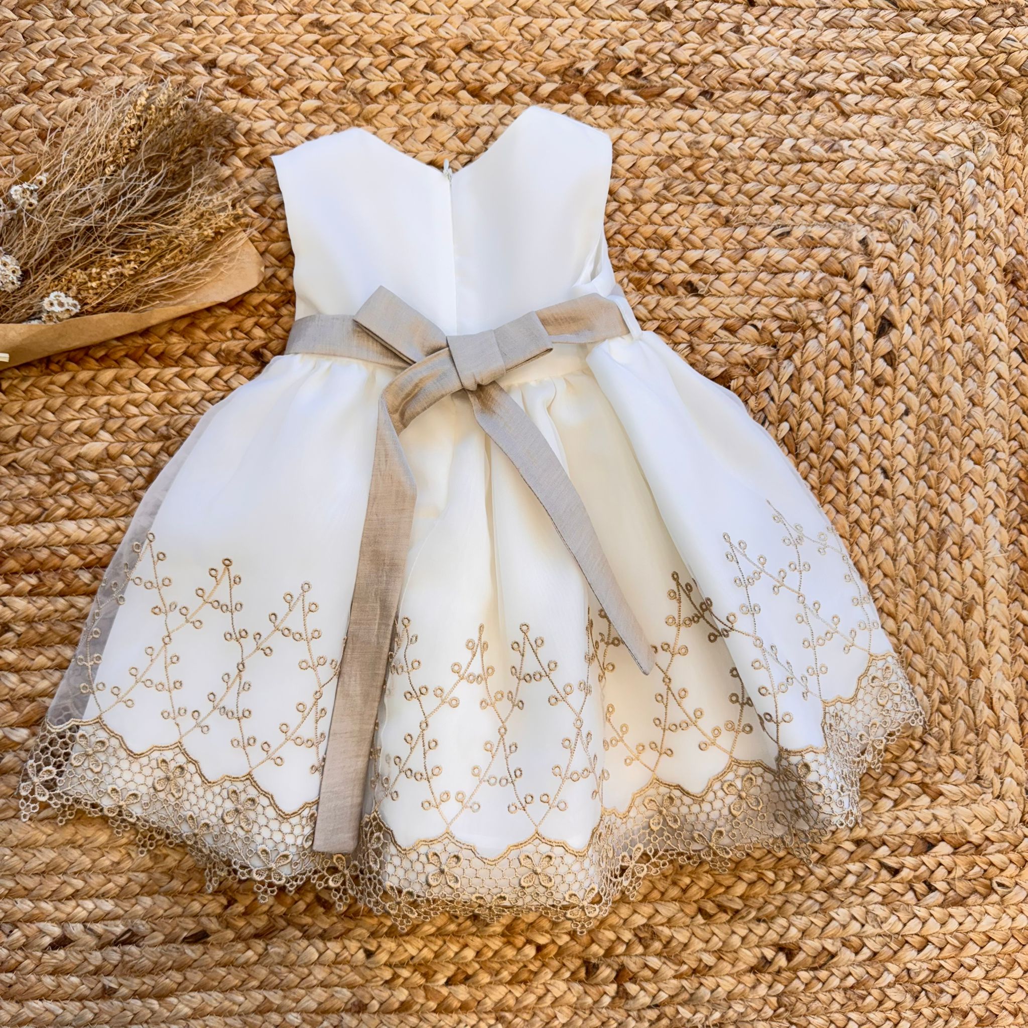 ABITO BATTESIMO BIANCO E BEIGE