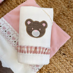 Set nascita neonata rosa e panna con orsetto