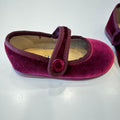 Ballerine bimba in velluto bordeaux modello Mary Jane con cinturino
