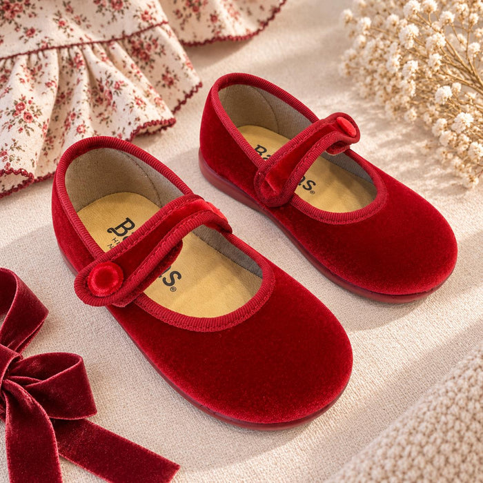 Ballerina Mary Jane bimba in velluto rosso