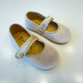 Ballerine bimba in velluto beige modello Mary Jane viste dall’alto