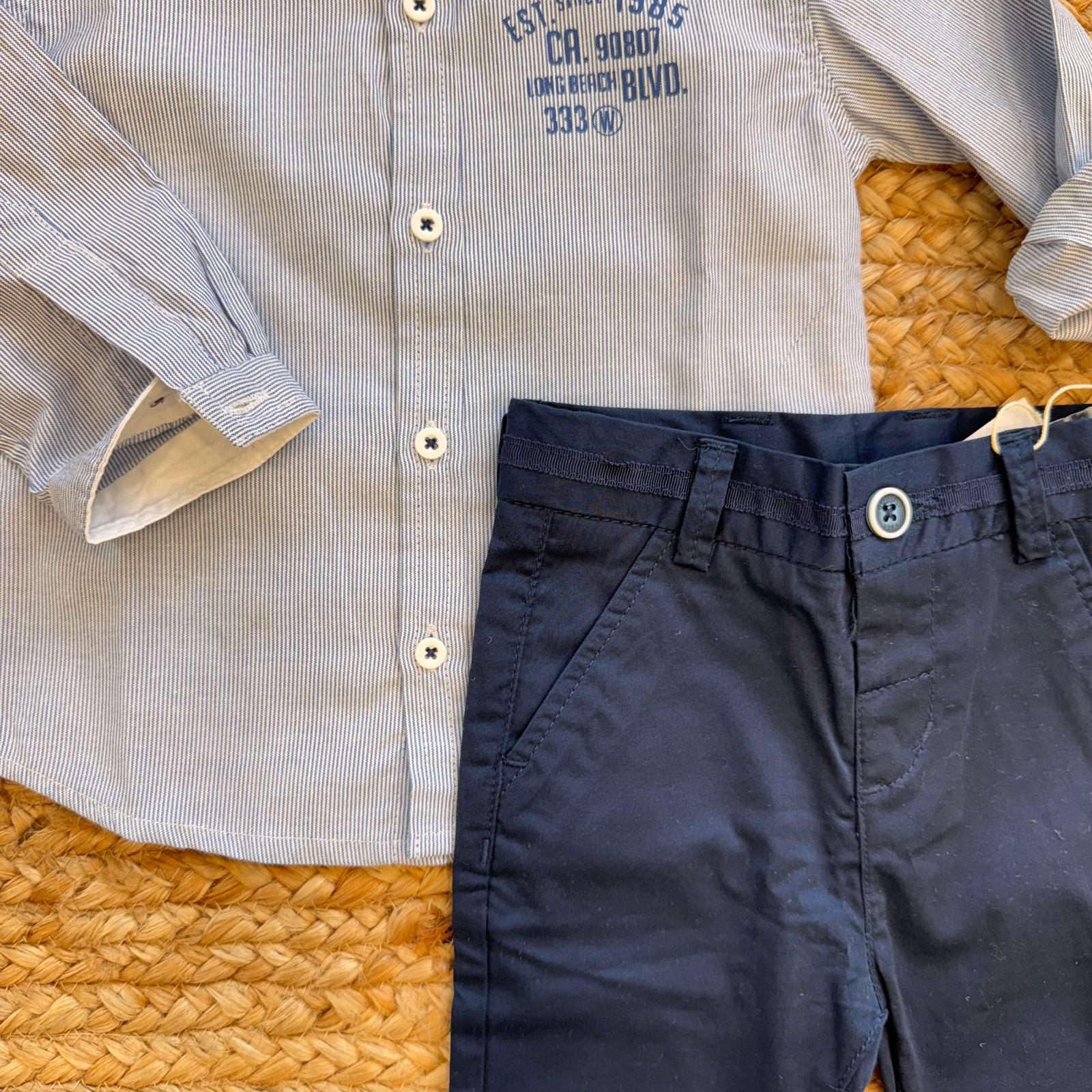 COMPLETO CAMICIA E PANTALONE BLU ELEGANZA CASUAL