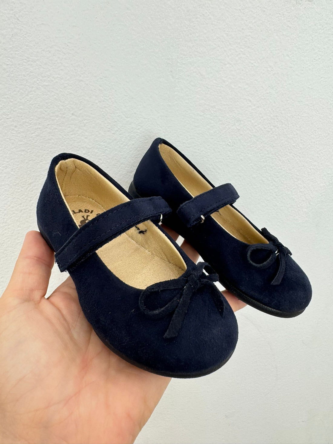 Ballerine Blu Navy in Camoscio per Bambine con Fiocco