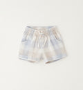 bermuda neonato fantasia check beige azzurro