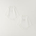 Bipack body unisex in caldo cotone panna a manica lunga con delicate decorazioni per neonato
