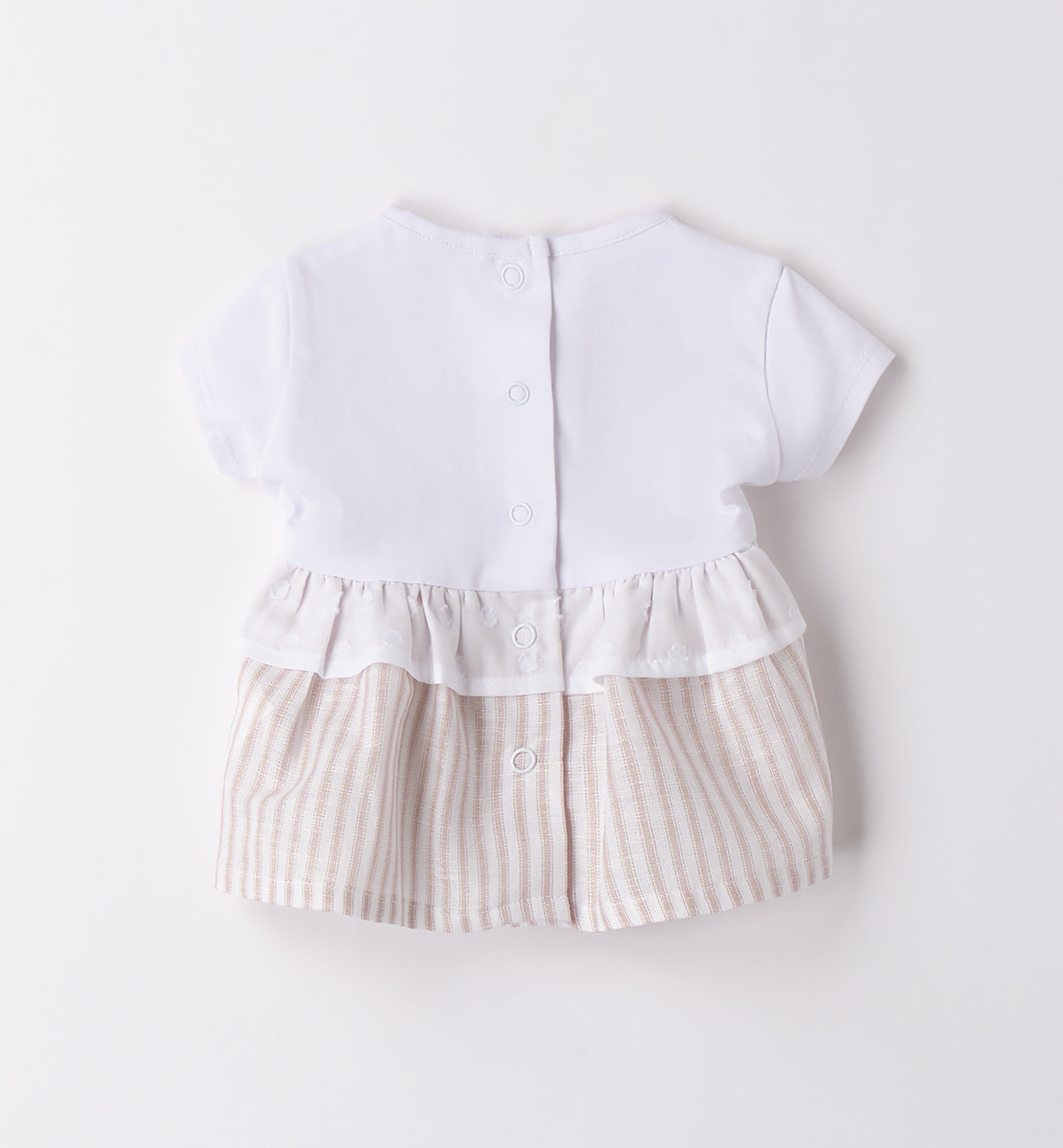 Retro blusa neonata con apertura a bottoni e dettagli in tulle ricamato