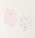 Set due body neonata 100% cotone rosa e fantasia floreale