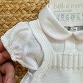 body neonata lino con colletto raffinato e rifinitura rosa