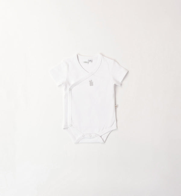 Body neonato bianco in 100% cotone con apertura incrociata