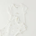 Set 2 body neonato unisex in caldo cotone bianco con scritta e fantasia orsetti per corredino nascita