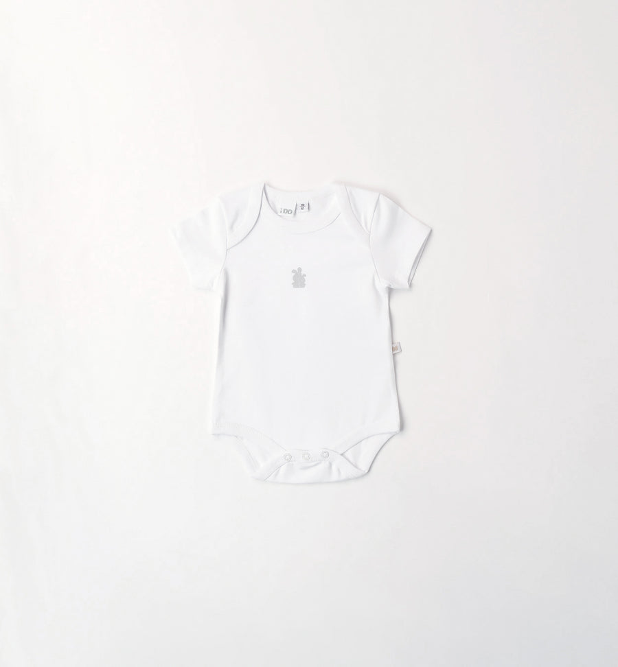 Body neonato unisex in cotone bianco a manica corta