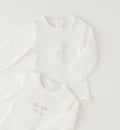 Bipack body unisex in caldo cotone panna a manica lunga con delicate decorazioni per neonato