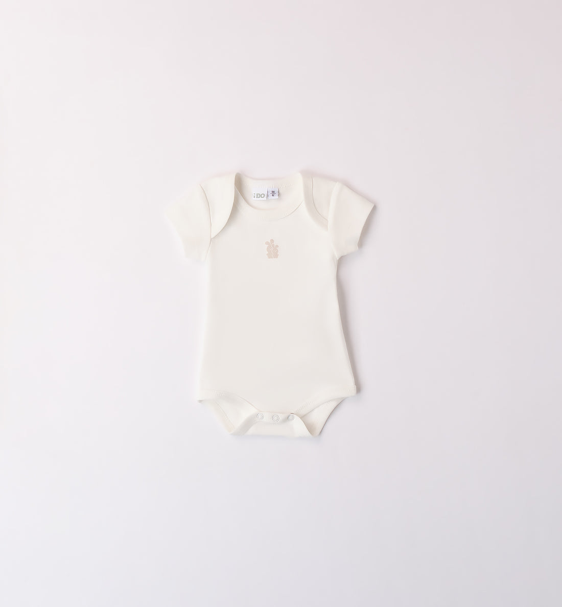 body cotone neonato panna fronte con orsetto ricamato