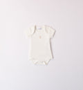 body cotone neonato panna fronte con orsetto ricamato