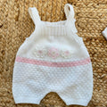 body neonata lino con colletto raffinato e rifinitura rosa