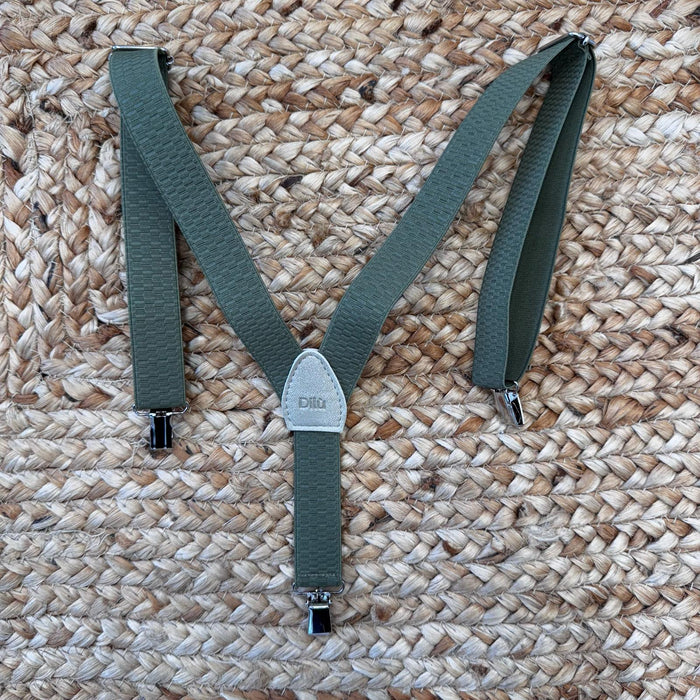 Bretelle elastiche verdi per bambino con clip resistenti 
