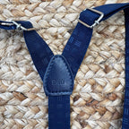 Bretelle blu elastiche per bambino con clip regolabili
