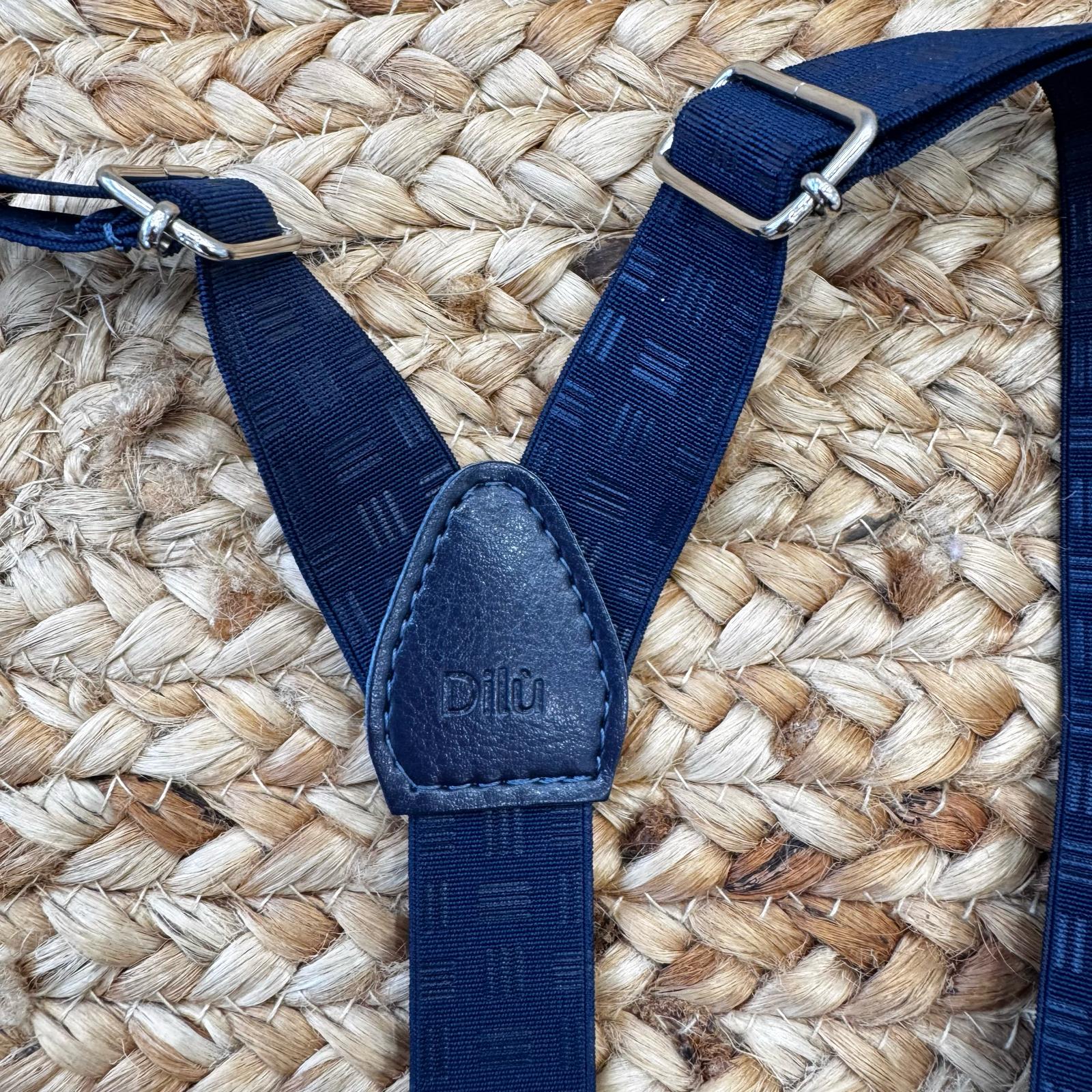 Bretelle blu elastiche per bambino con clip regolabili
