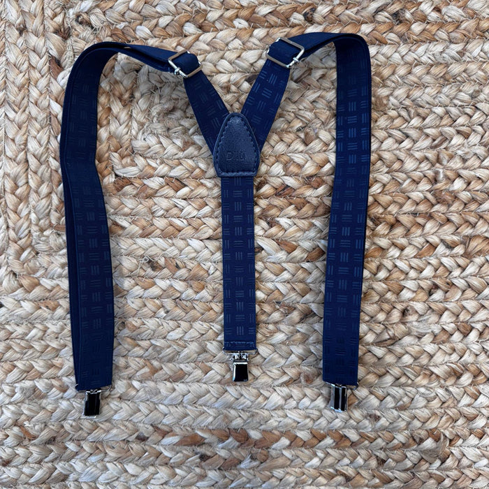 Bretelle blu elastiche per bambino con clip regolabili
