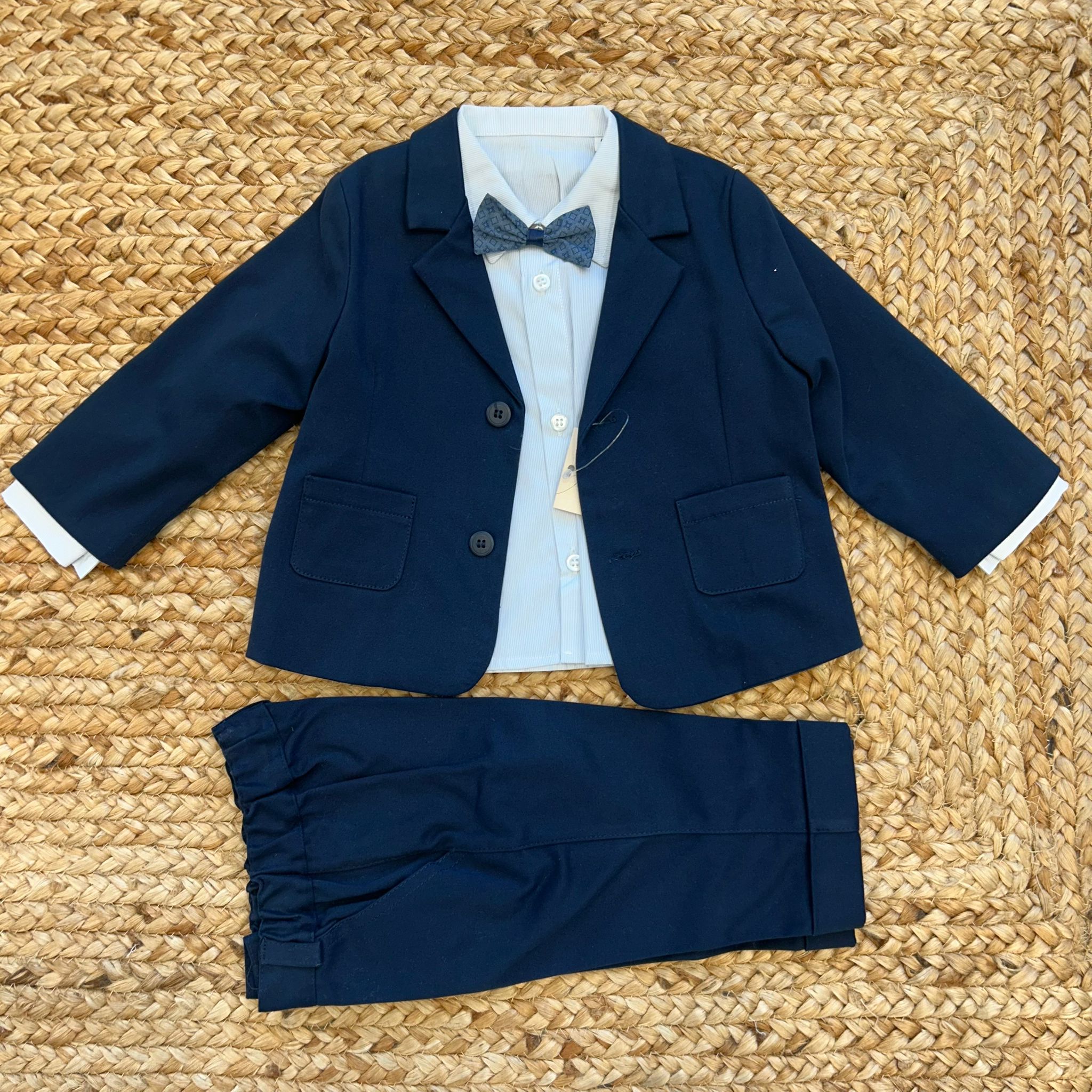 Completo bimbo blu per Battesimo con papillon