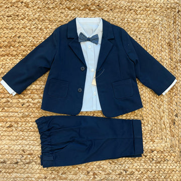 Completo bimbo blu per Battesimo con papillon