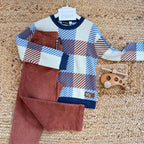 Completo bambino maglia quadri e pantaloni velluto
