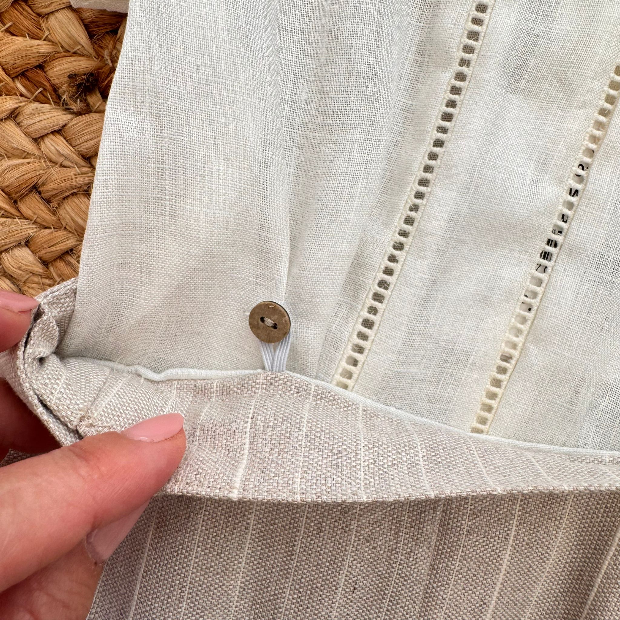 COMPLETO BATTESIMO BIMBO RIGHE BEIGE