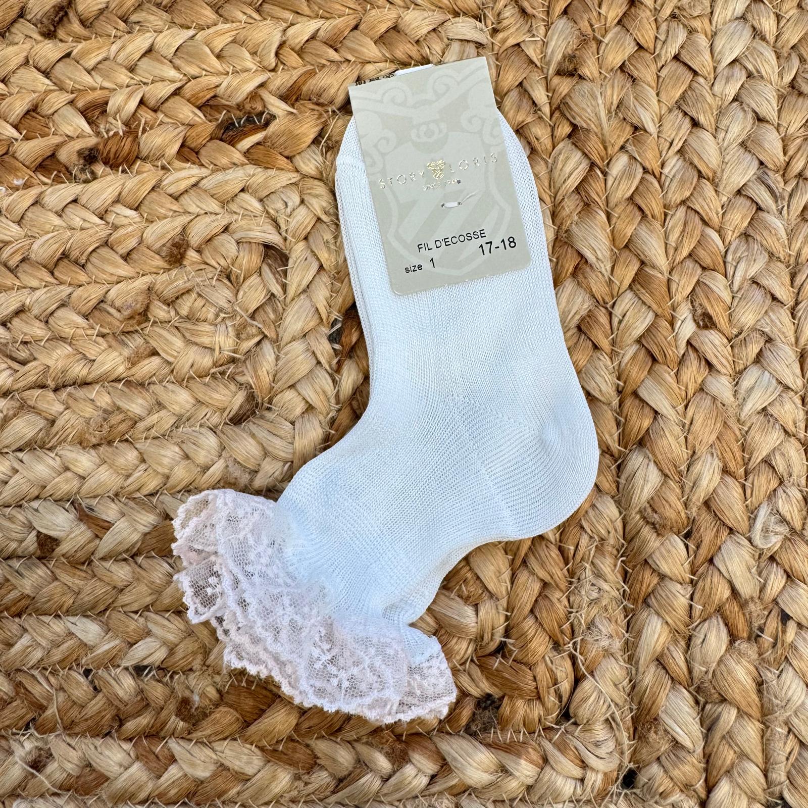 calzini battesimo bimba filo di scozia con pizzo