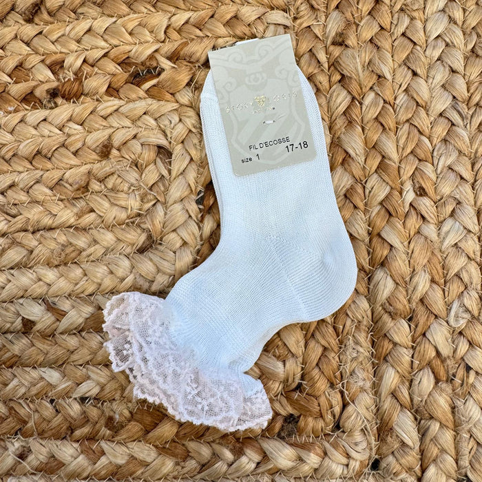 calzini battesimo bimba filo di scozia con pizzo
