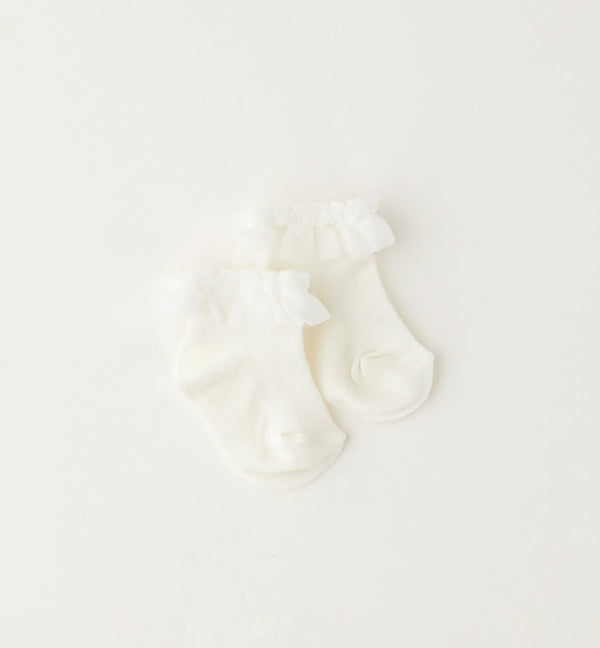 calzini neonata bianco latte con balza