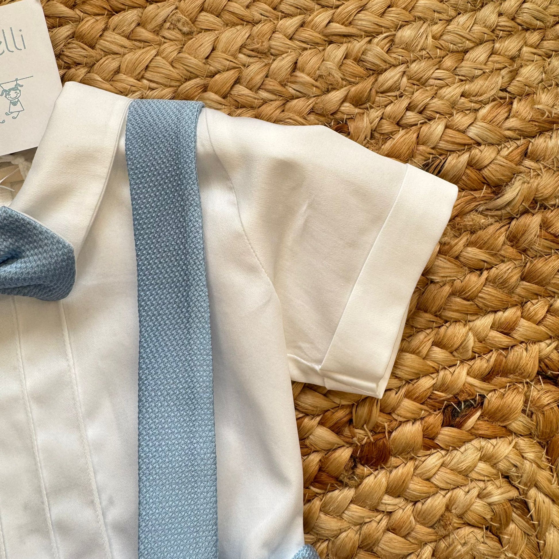 camicia bianca battesimo bimbo con pieghe sartoriali
