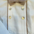 Completo battesimo bimbo beige e bianco con papillon