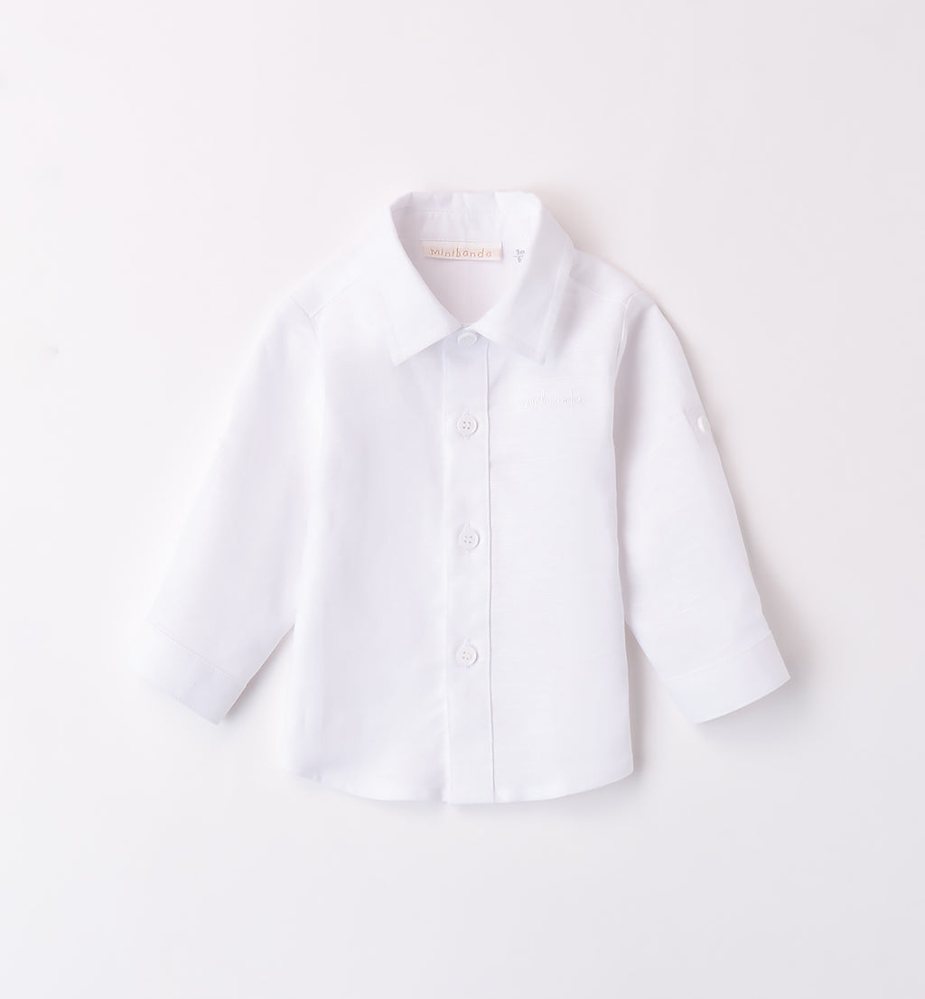 Maglioncino di cotone, jeans morbido e camicia in lino azzurra per bambino, abbigliamento casual elegante