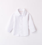 Maglioncino di cotone, jeans morbido e camicia in lino azzurra per bambino, abbigliamento casual elegante