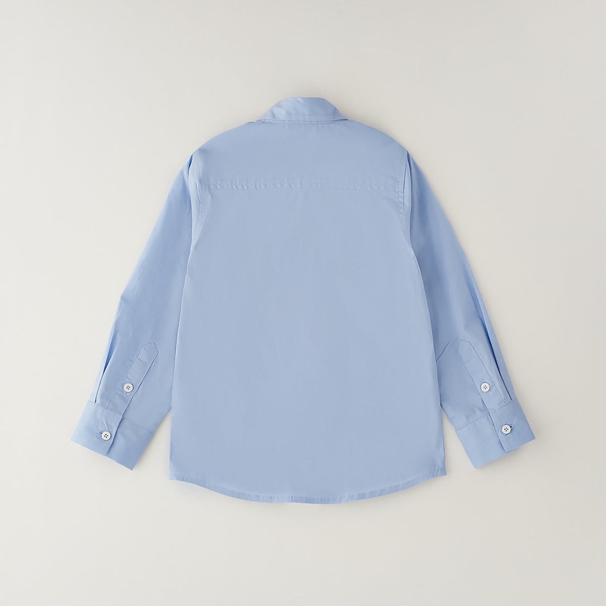 Camicia bimbo azzurra in cotone a manica lunga con colletto classico vista frontale