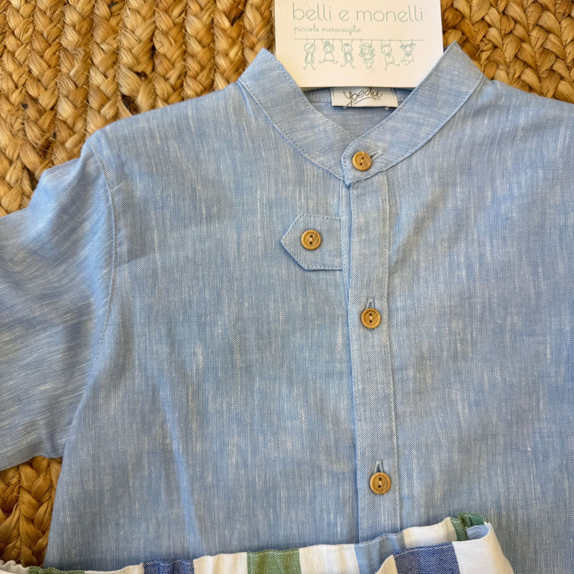 camicia bimbo azzurra collo coreano