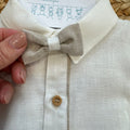 camicia bianca cerimonia bimbo con papillon beige