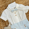 camicia bianca elegante bimbo con papillon celeste