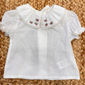 camicia neonata 100% cotone con colletto floreale