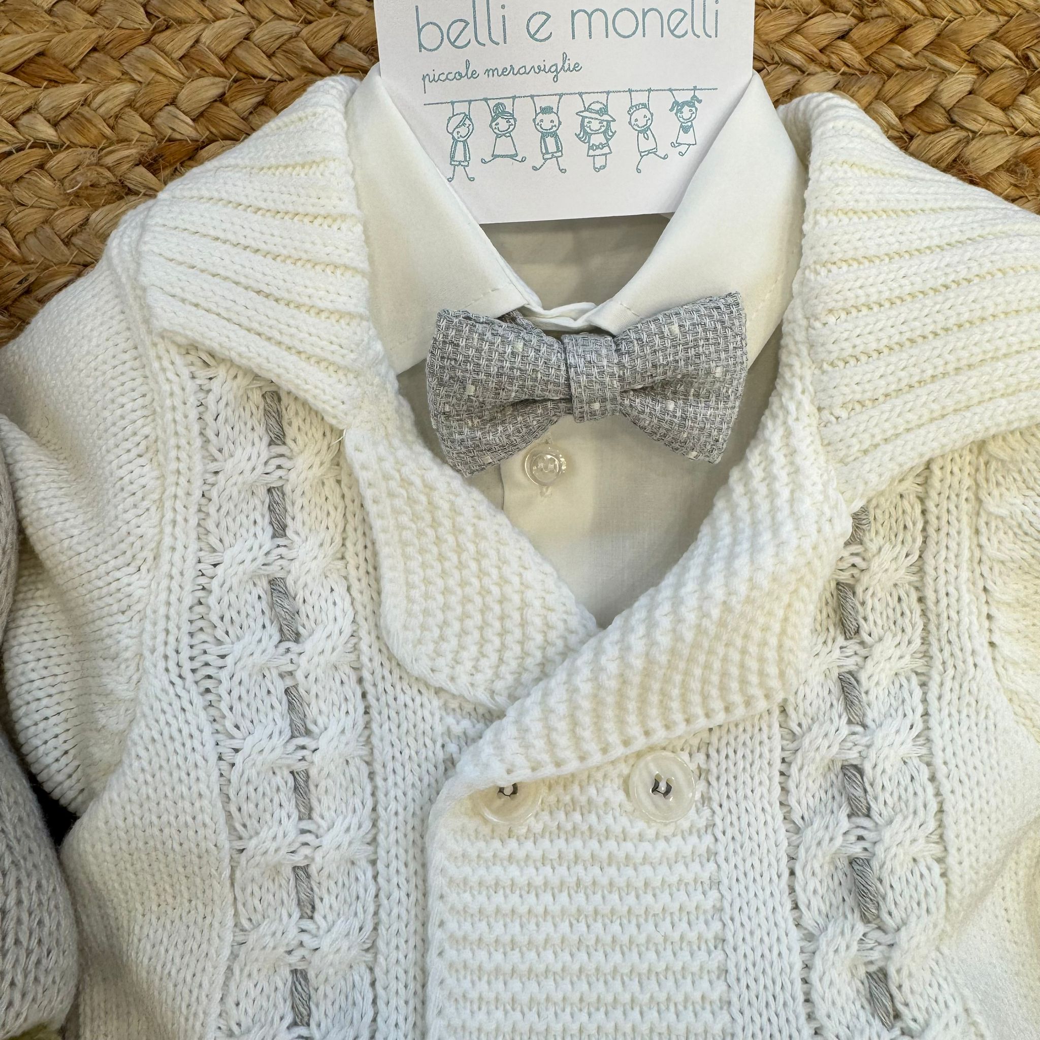 camicia con papillon grigio abito battesimo bimbo
