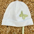 cappellino neonata cotone con farfalla ricamata