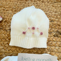 Set nascita uscita clinica neonata in lana Tollegno Merino Extrafine con ricamo nido d'ape.
